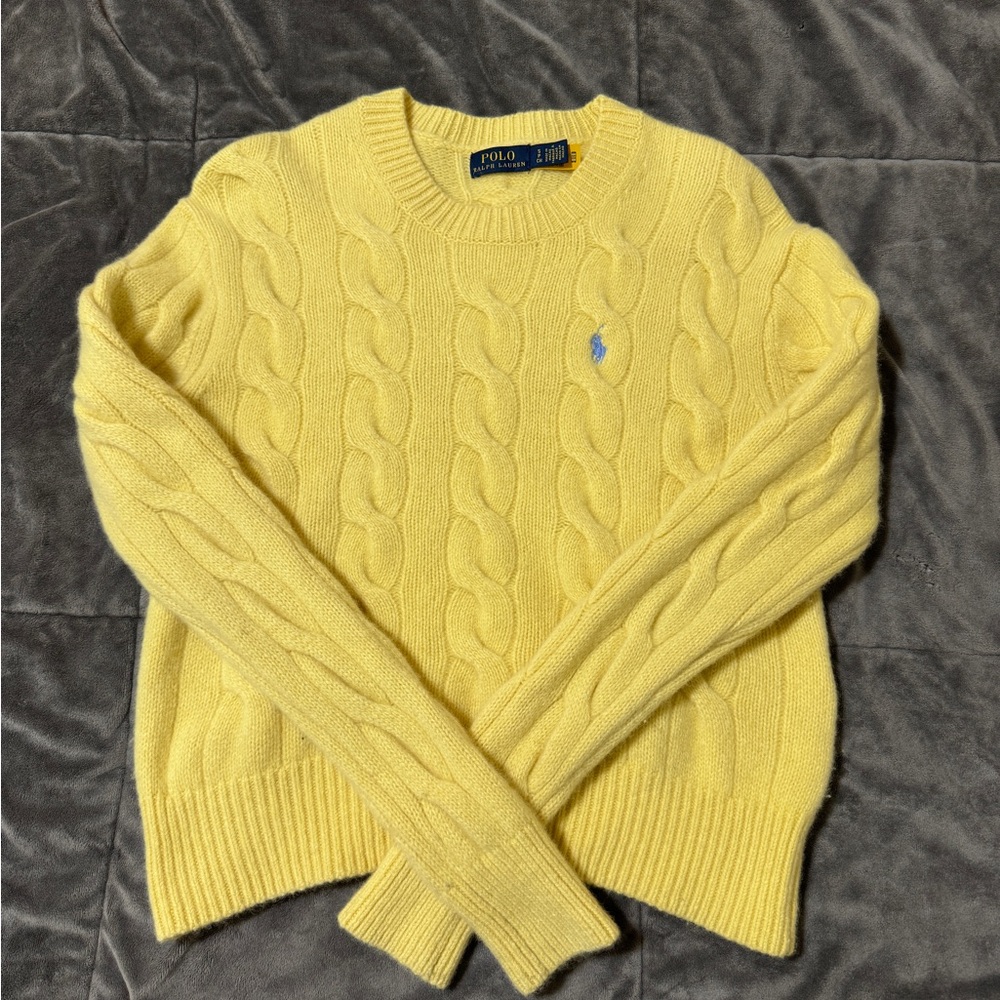 Ralph Lauren Women's Yellow Cable Knit Sweater